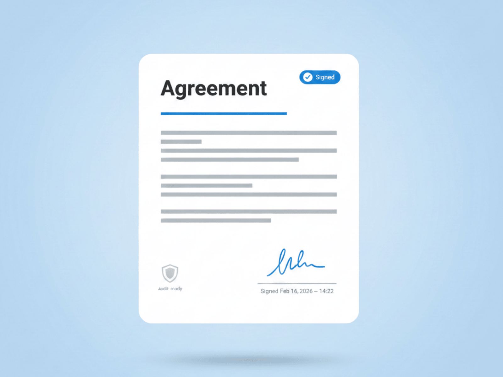 Electronic signed agreement visual showing workflow approvals